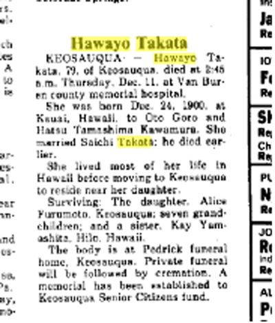 Hawayo Takata - general obituary