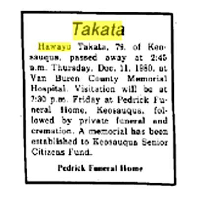 Hawayo Takata - obituary posted by Pedrick Funeral Home